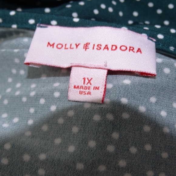 Molly Isadora Spaghetti Strap Wrap Front Top 1X Green Polk A Dot - Picture 5 of 5